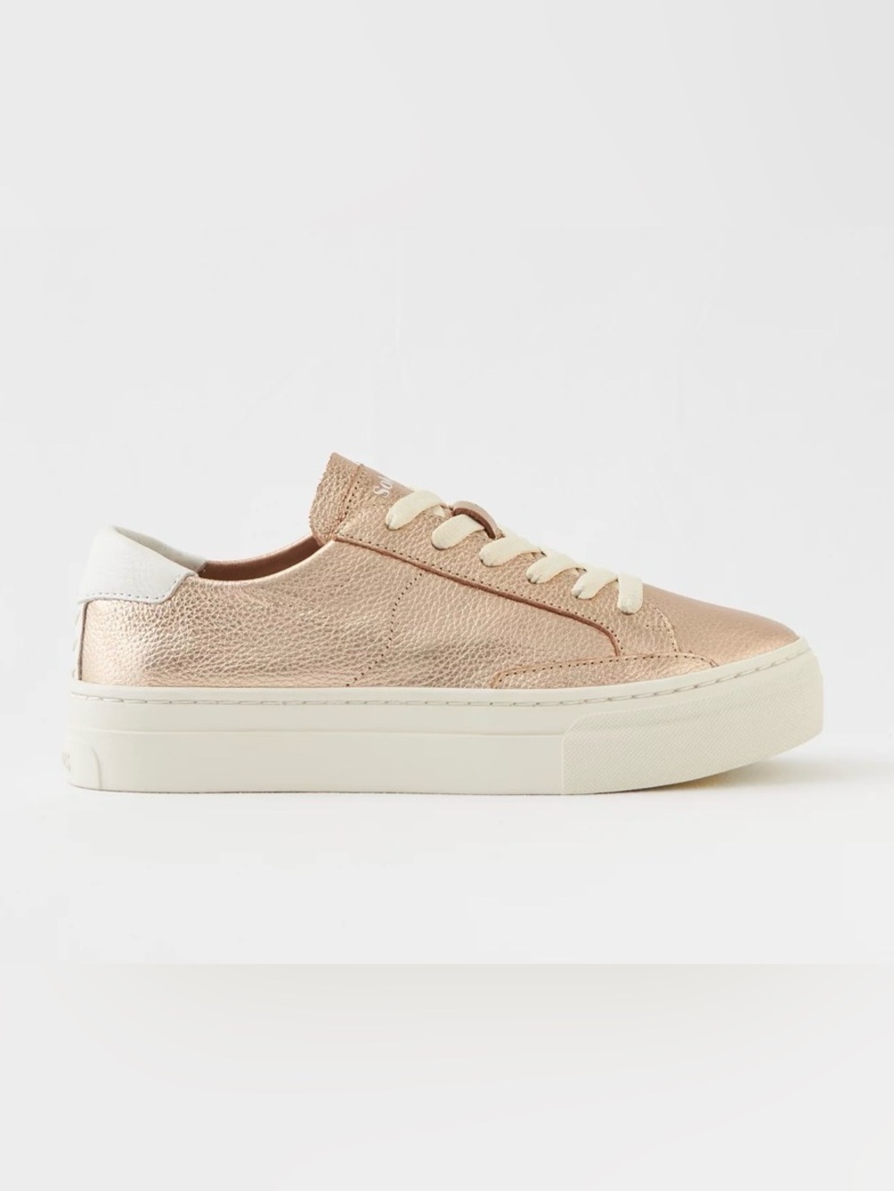 Soludos Ibiza Metallic Platform Sneaker Rose Gold‎ Leather Low Top Womens 6.5